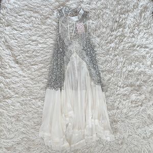 Free People Tell Tale Heart White Lace Romantic Mini Dress Size XS